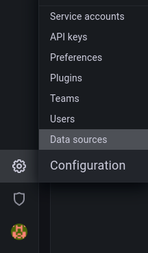 Data sources menu